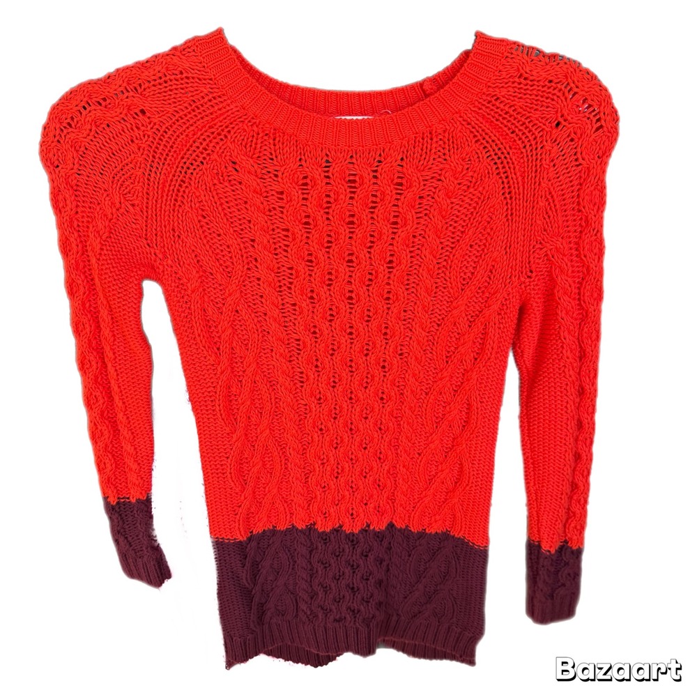 J. Crew Crewcuts Cable Knit Sweater Long Sleeve Top Blouse Cotton Orange Girl 10